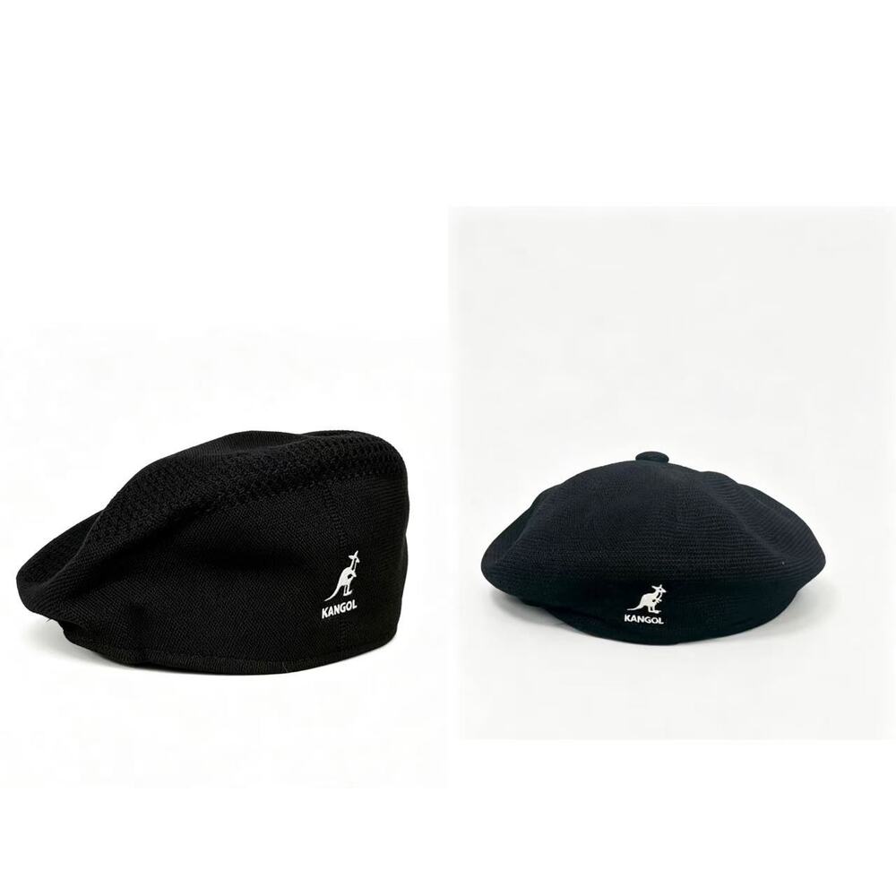 2Pcs Black Kangol Mesh Beret Hat Set Unisex Vintage Breathable Flat Cap